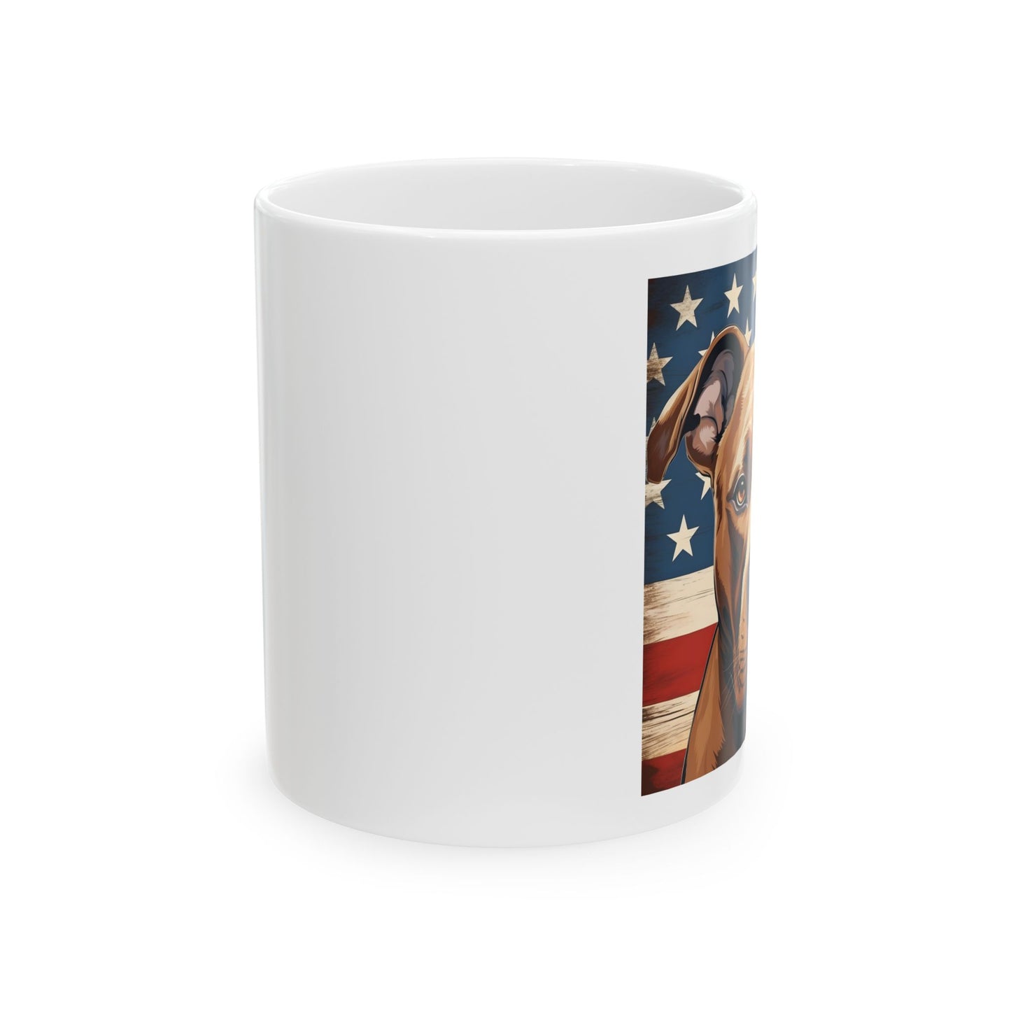 Patriotic Pitbull Ceramic Mug, (11oz)