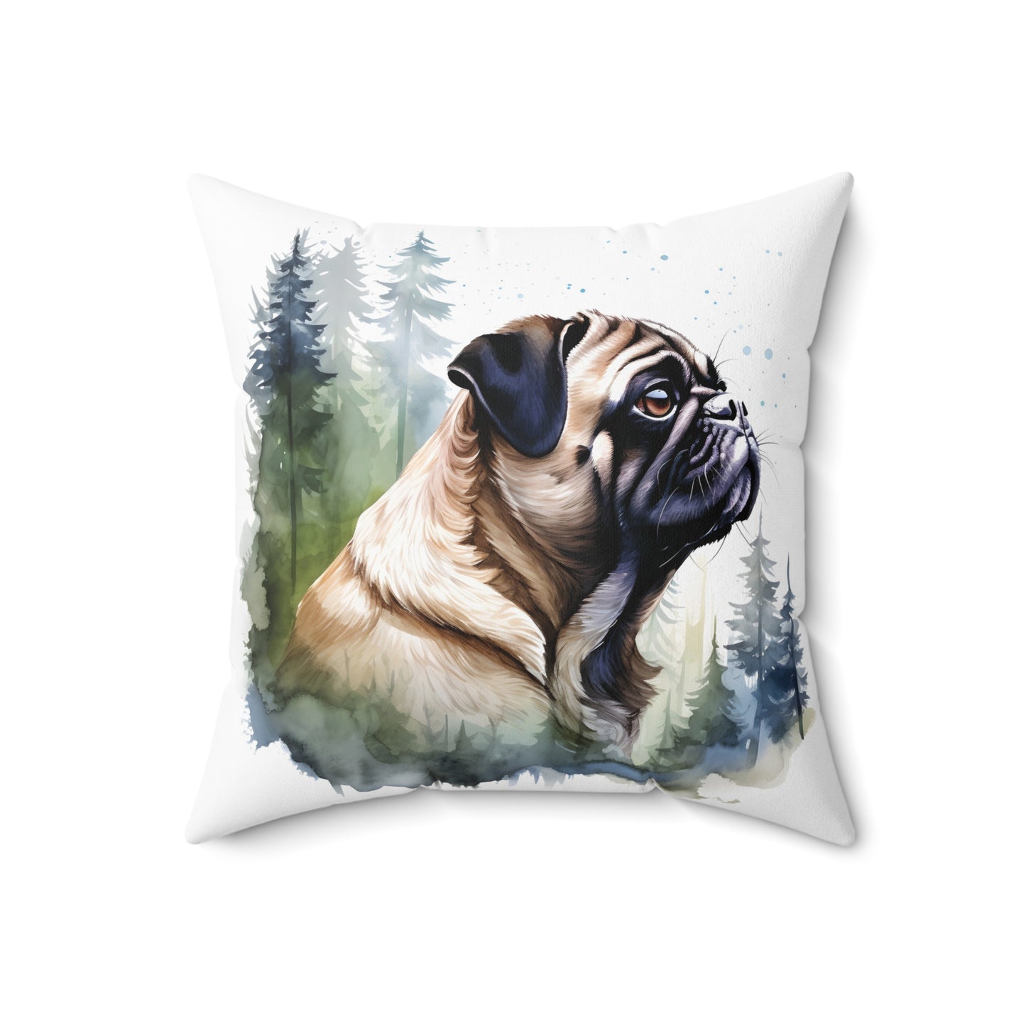 Watercolor Pug Accent Pillow