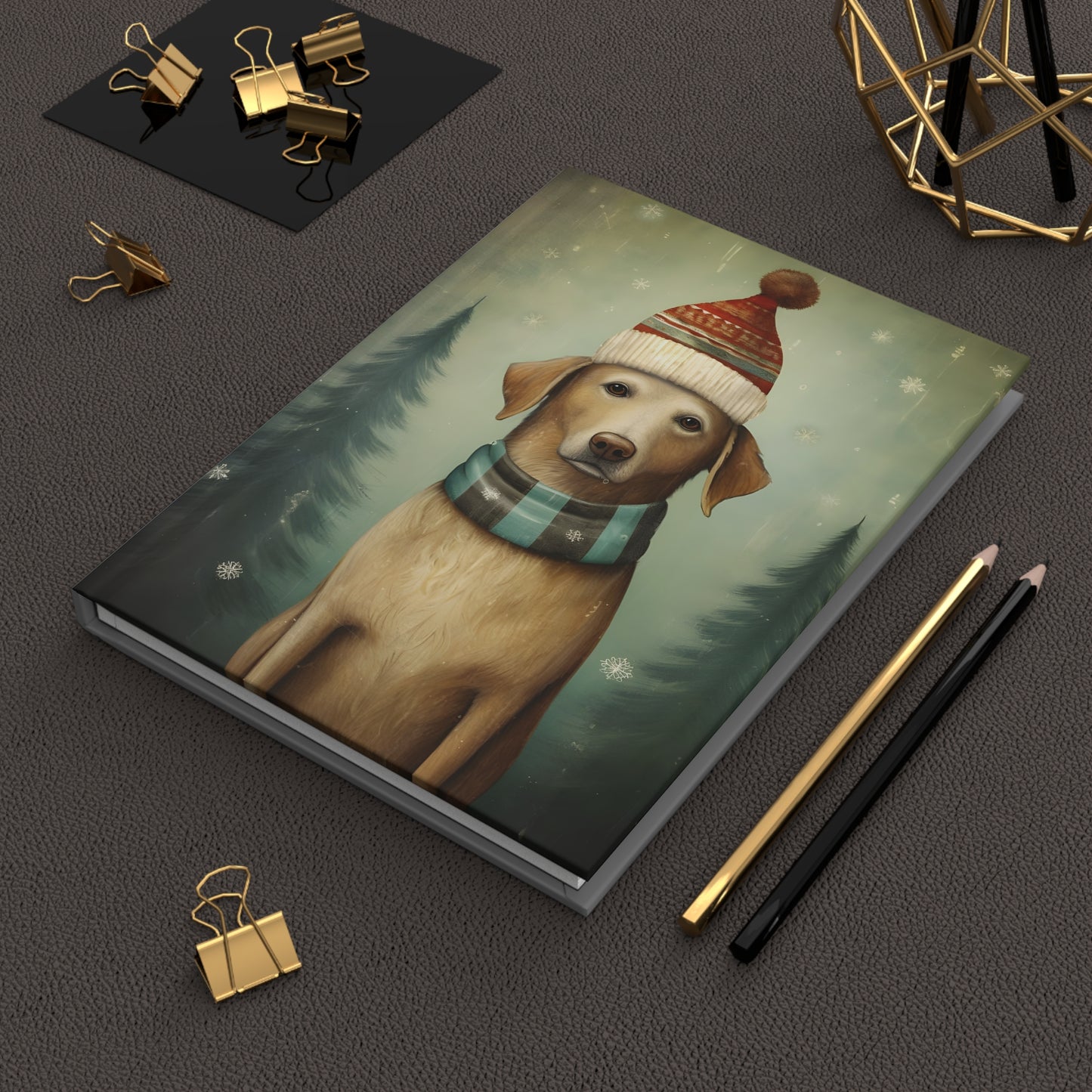 Quirky Christmas Labrador Retriever - Hardcover Journal Notebook