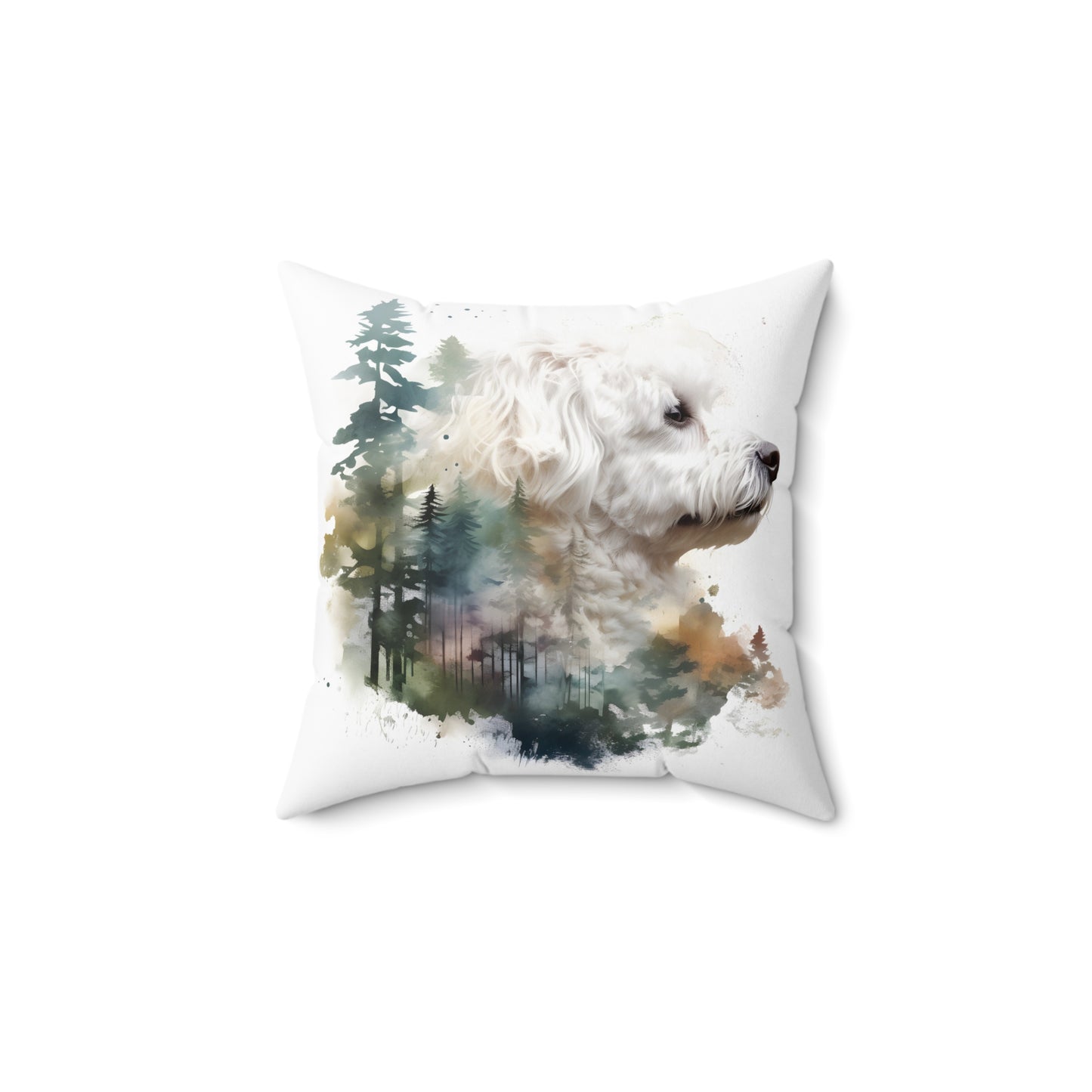 Watercolor Bichon Frise Accent Pillow