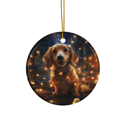 Christmas Ornament - Dachshund with Twinkle Lights