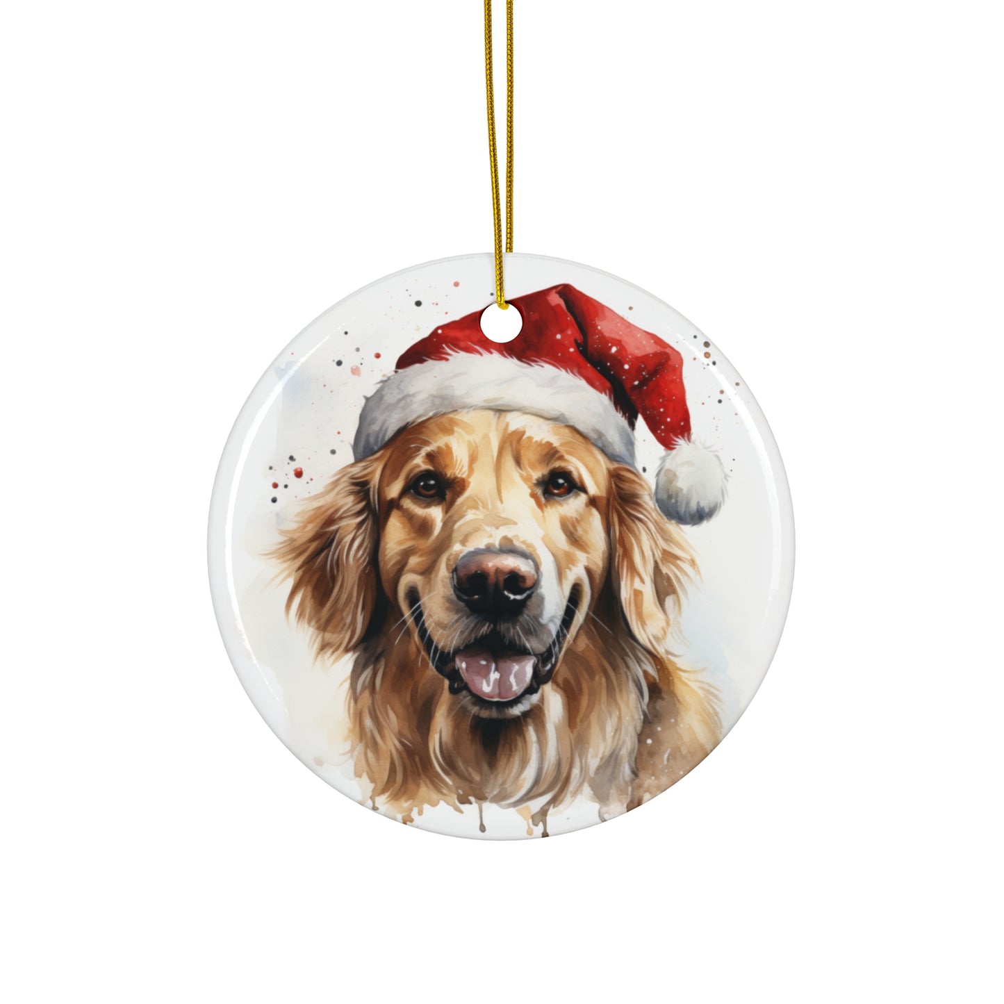 Christmas Ornament - Golden Retriever in Santa Hat