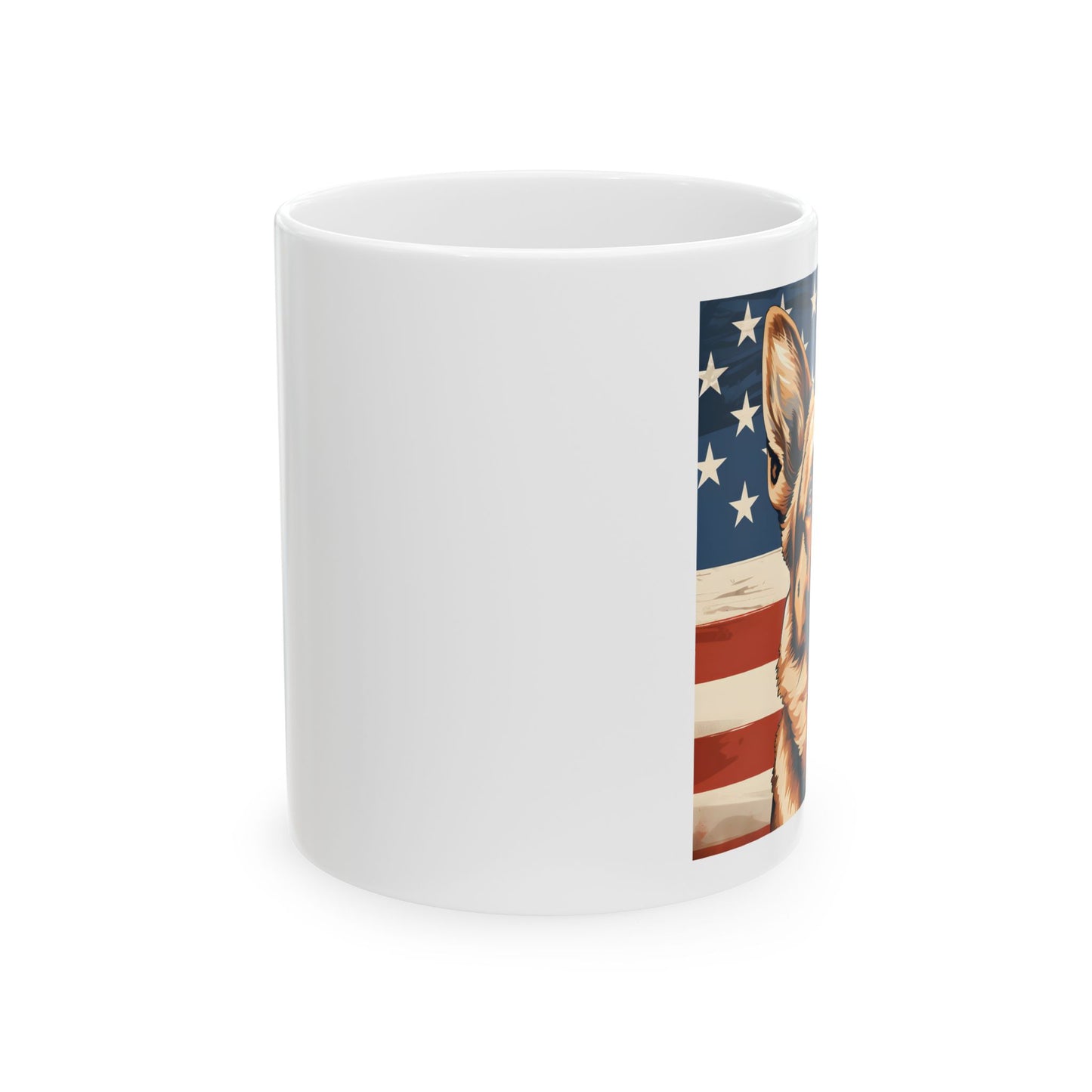 Patriotic German Shepherd Ceramic Mug, (11oz)