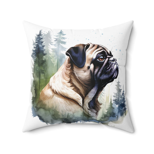 Watercolor Pug Accent Pillow