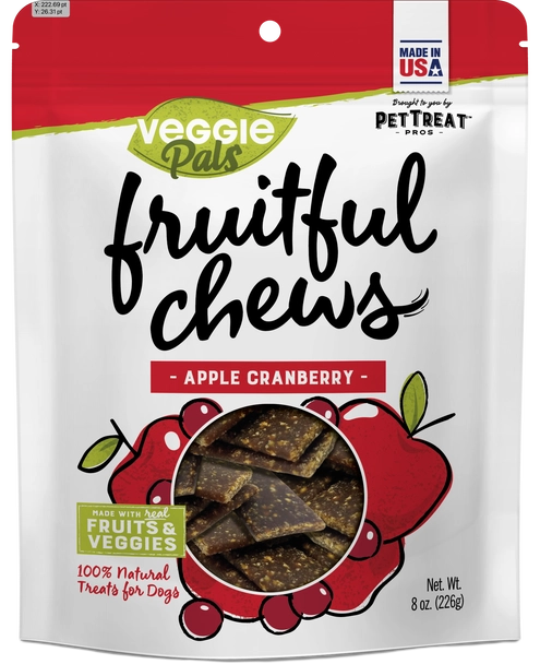 Veggie Pals Fruitful Chews- Apple Cranberry All-Natural Dog Treats 8.1 oz