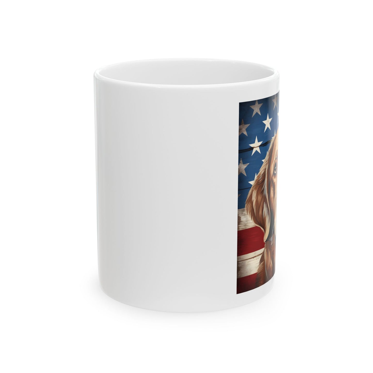 Patriotic Golden Retriever Ceramic Mug, (11oz)