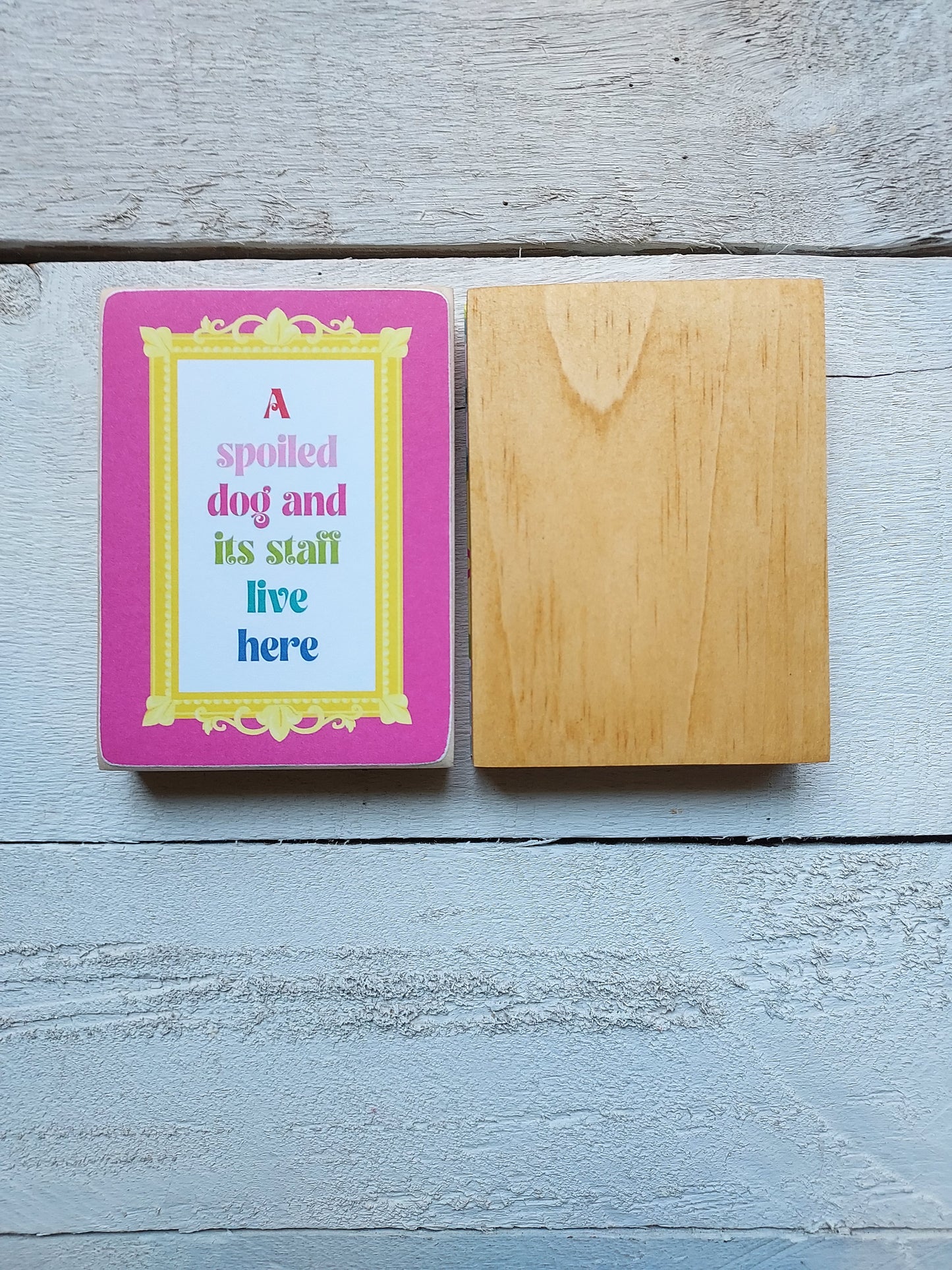 Mini Dog Sign - A Spoiled Dog And Its Staff Live Here