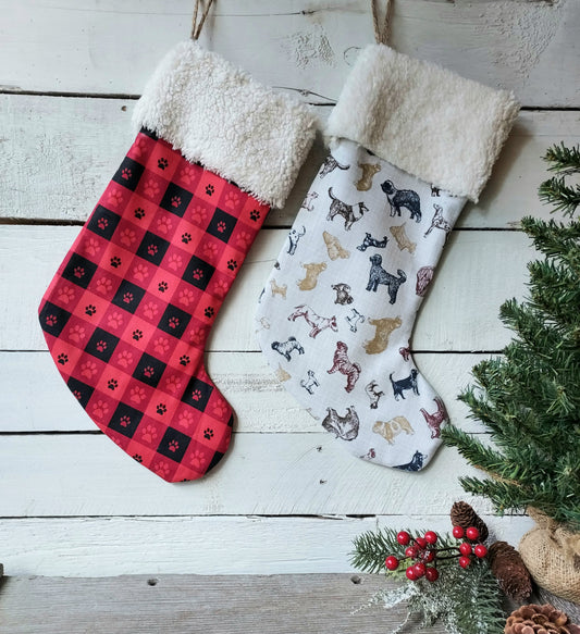 Christmas Stocking with Fleece Cuff - Handmade and Fully Lined