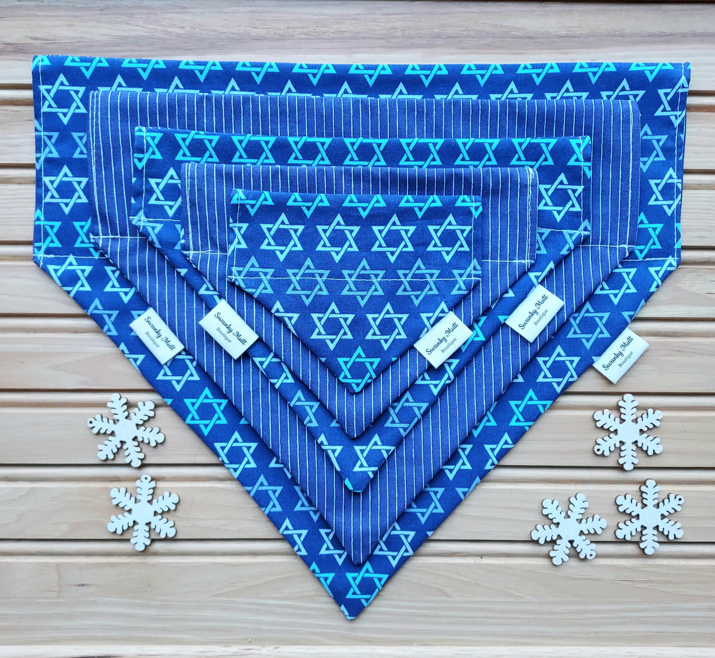 Dog Bandana - Reversible Slide- Over The Collar - Hanukkah Print