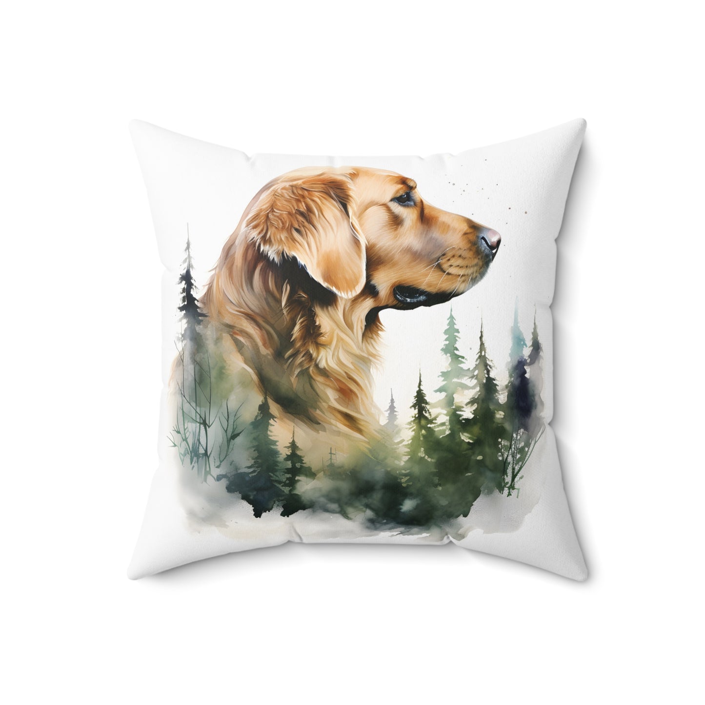 Watercolor Golden Retriever Accent Pillow