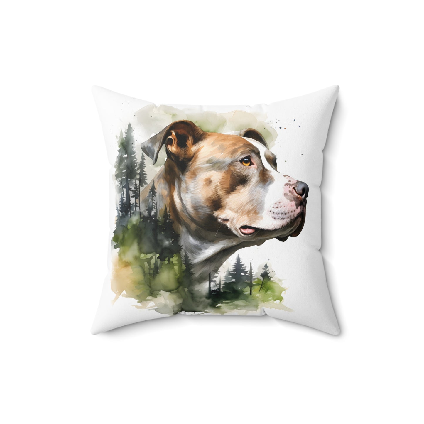 Watercolor Pitbull Accent Pillow