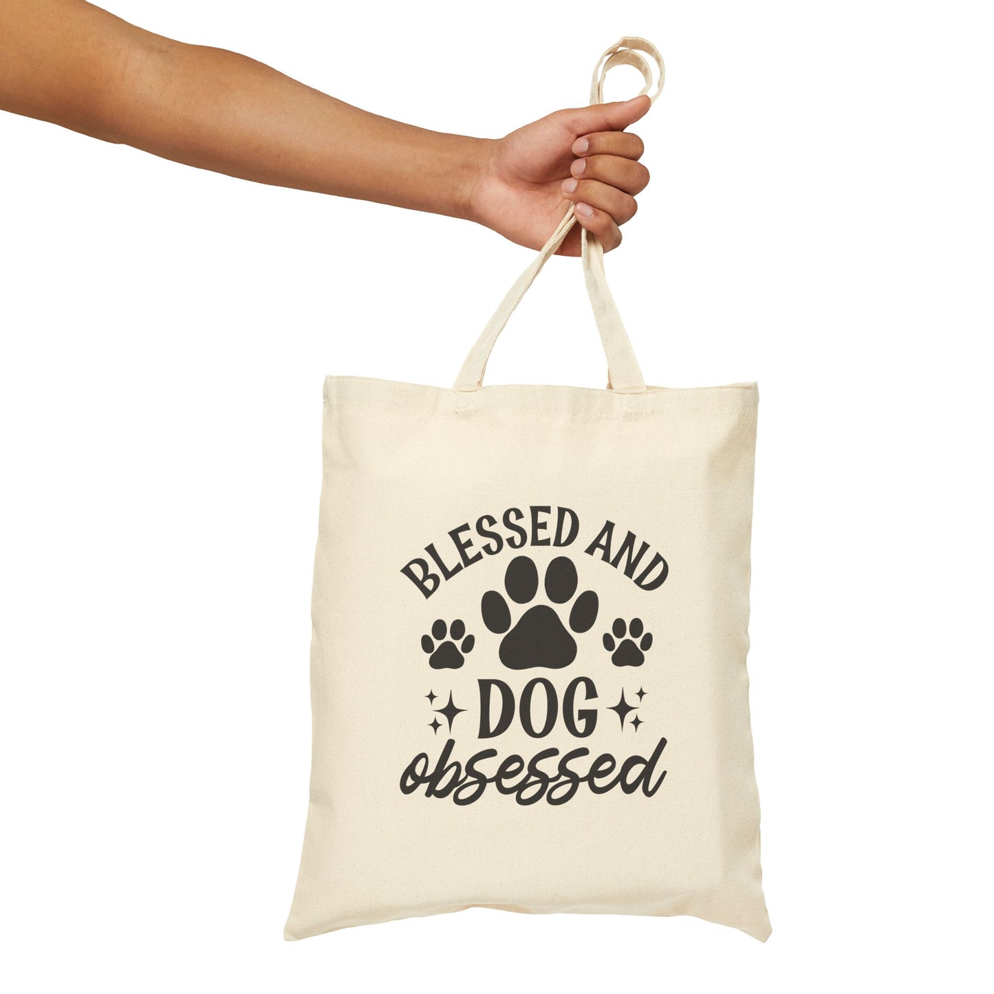 'Blessed And Dog Obsessed' Cotton Canvas Tote Bag