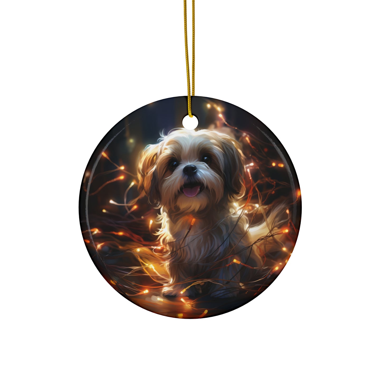 Christmas Ornament - Shih Tzu with Twinkle Lights