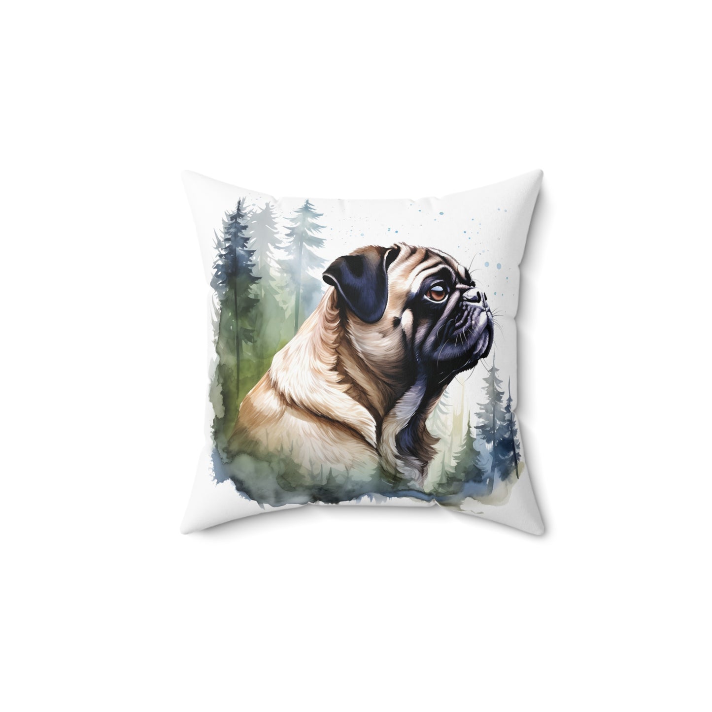 Watercolor Pug Accent Pillow