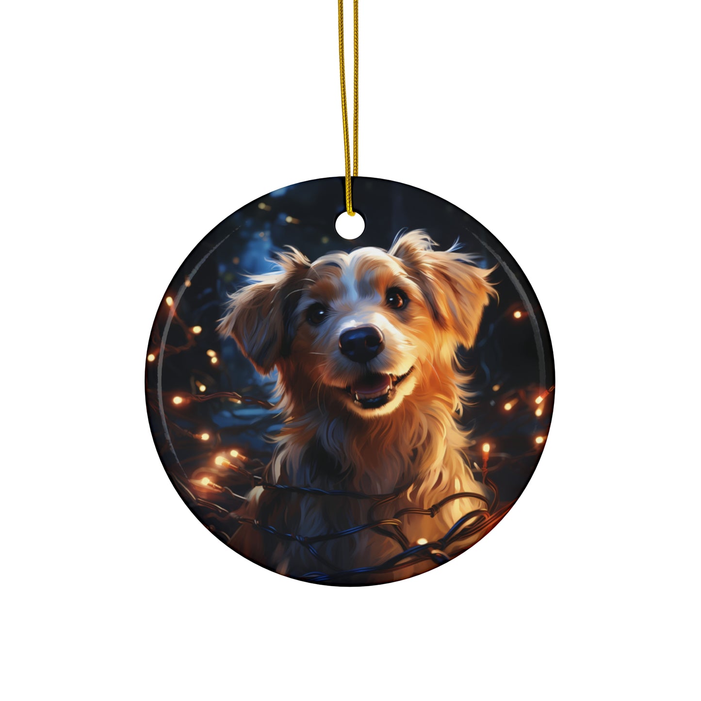 Christmas Ornament - Dog with Twinkle Lights