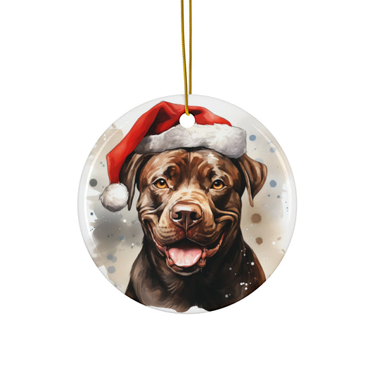 Christmas Ornament - Staffordshire Terrier in Santa Hat