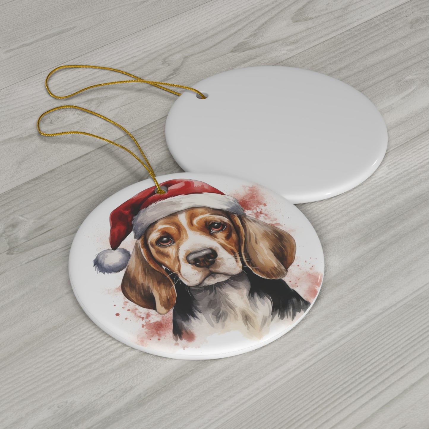 Christmas Ornament - Beagle in Santa Hat