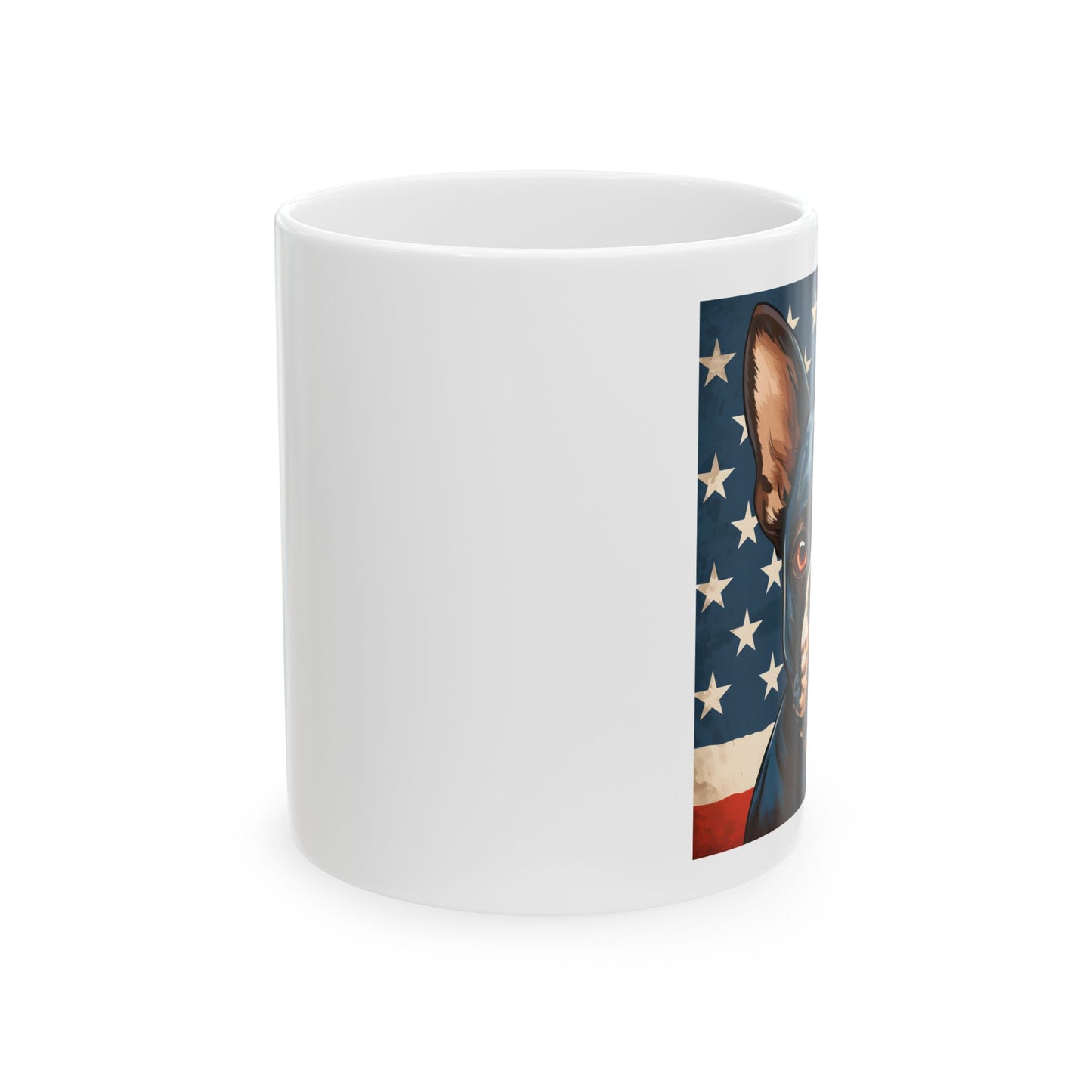 Patriotic Boston Terrier Ceramic Mug, (11oz)