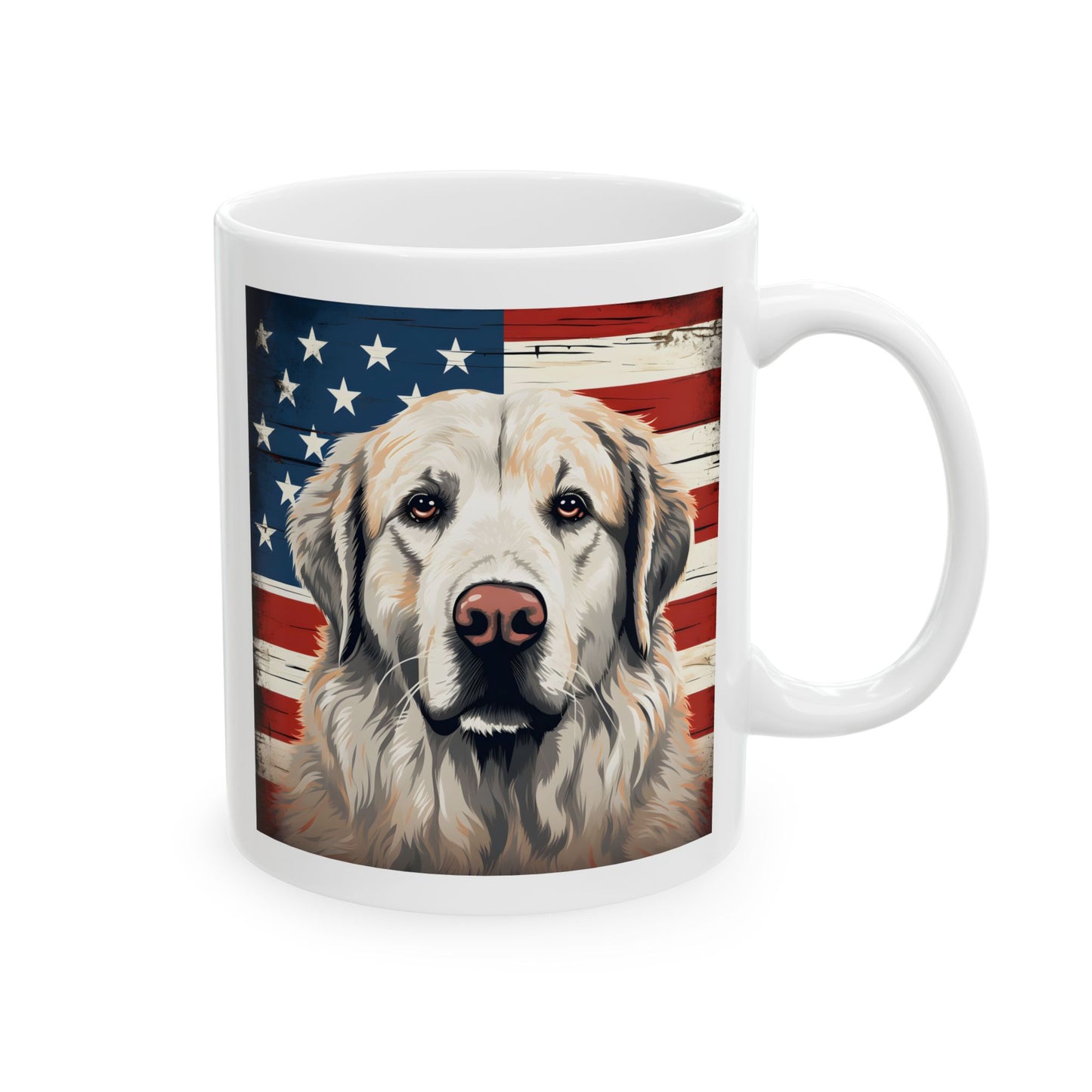 Patriotic Great Pyrenees Ceramic Mug, (11oz)