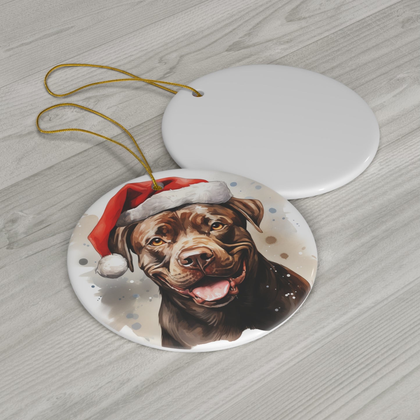 Christmas Ornament - Staffordshire Terrier in Santa Hat