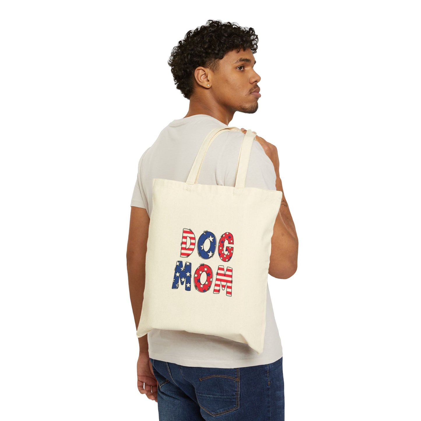 'Dog Mom' Cotton Canvas Tote Bag