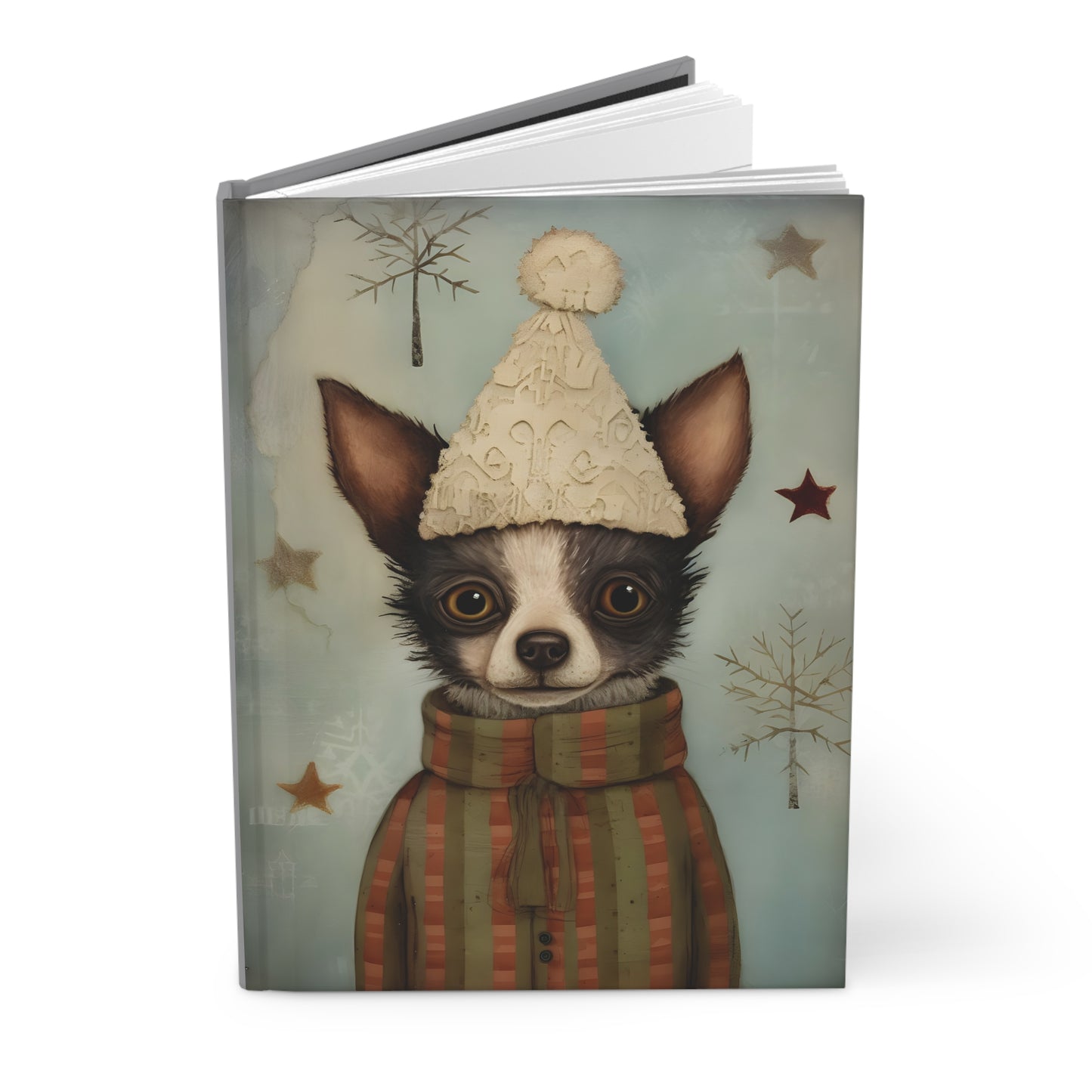 Quirky Christmas Dog - Hardcover Journal Notebook