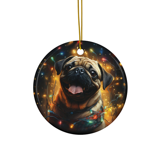 Christmas Ornament - Pug with Twinkle Lights