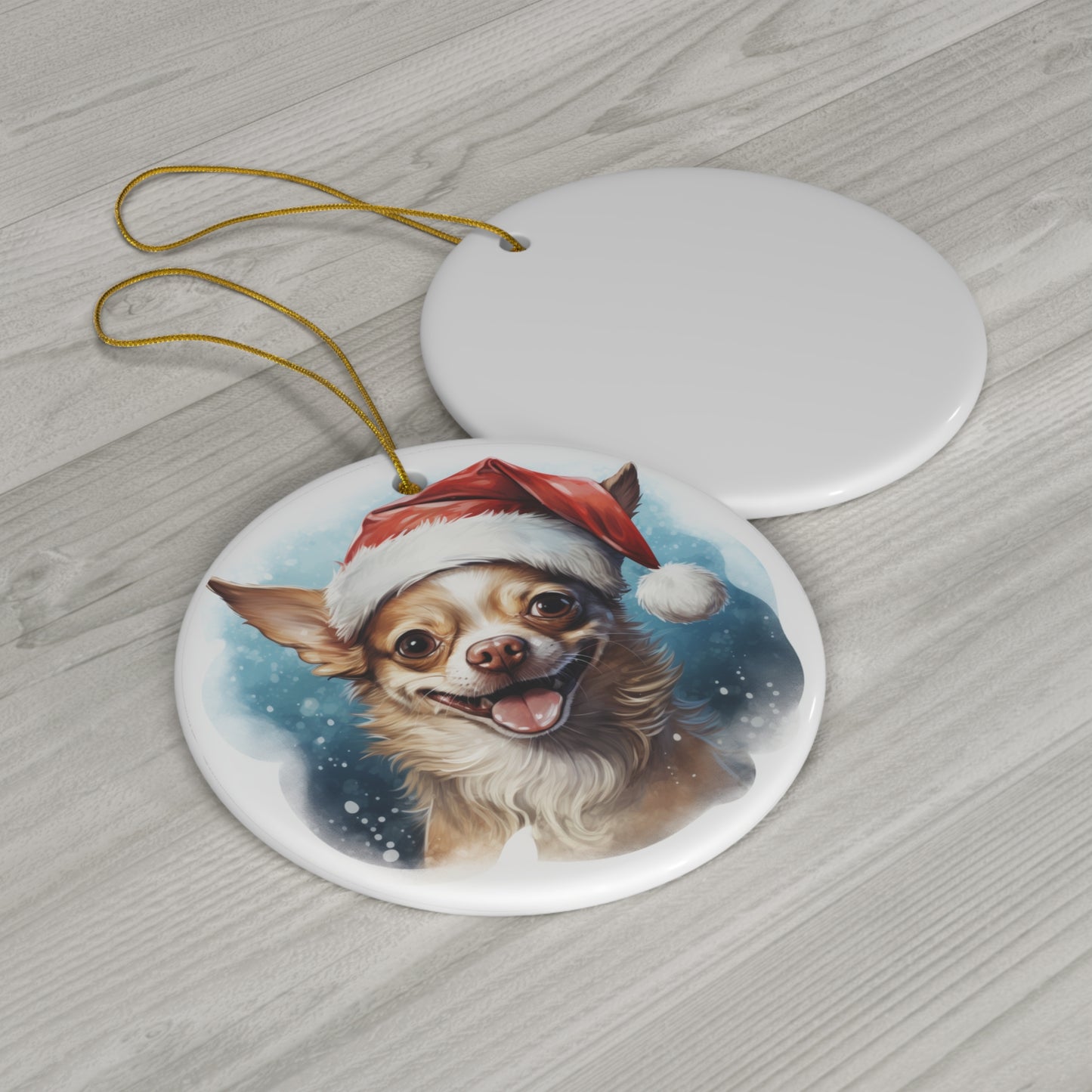 Christmas Ornament - Chihuahua in Santa Hat