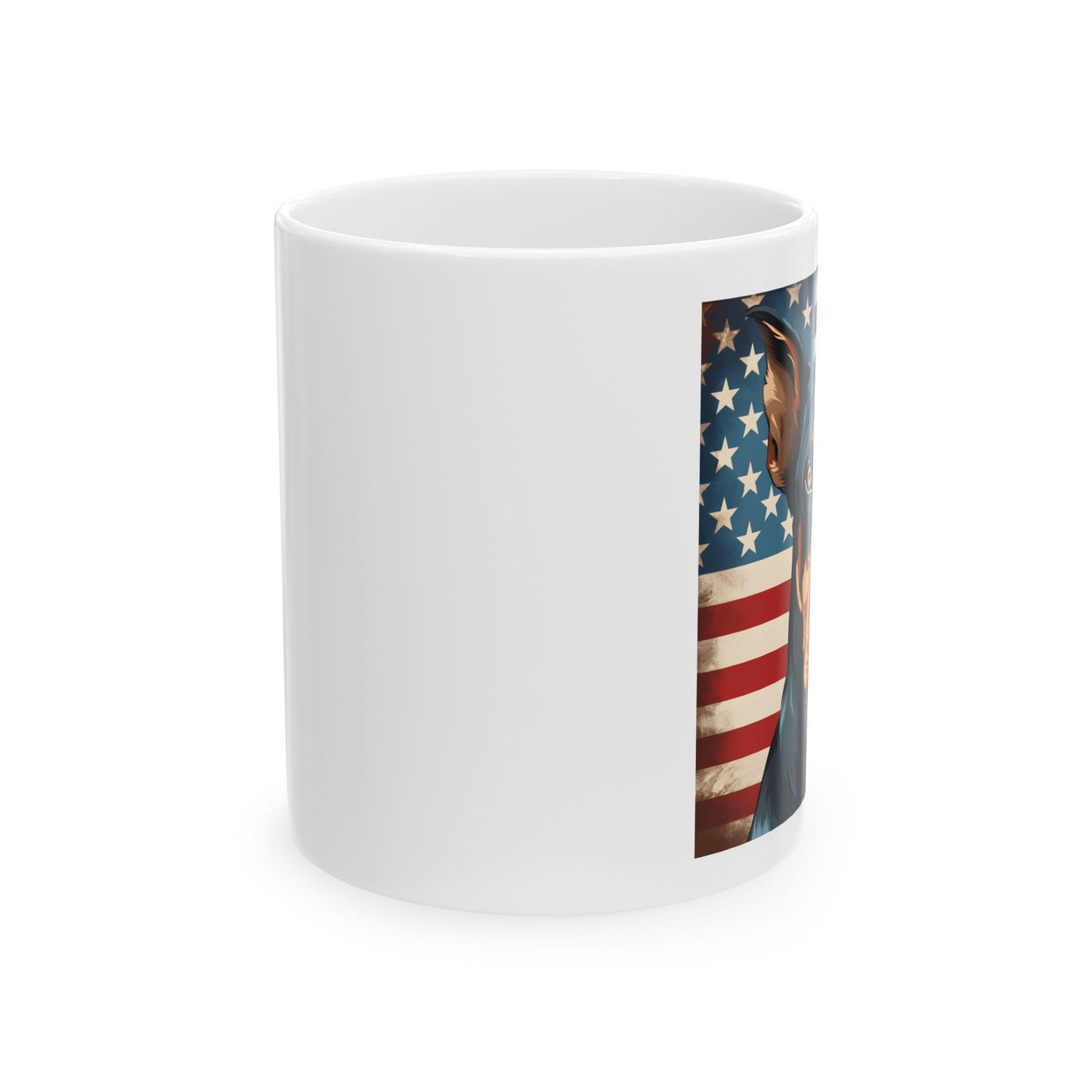 Patriotic Dobermann Ceramic Mug, (11oz)