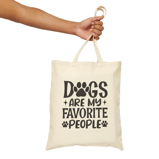 'Dogs Are My Favorite People' Cotton Canvas Tote Bag