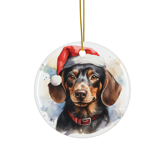 Christmas Ornament - Dachshund in Santa Hat