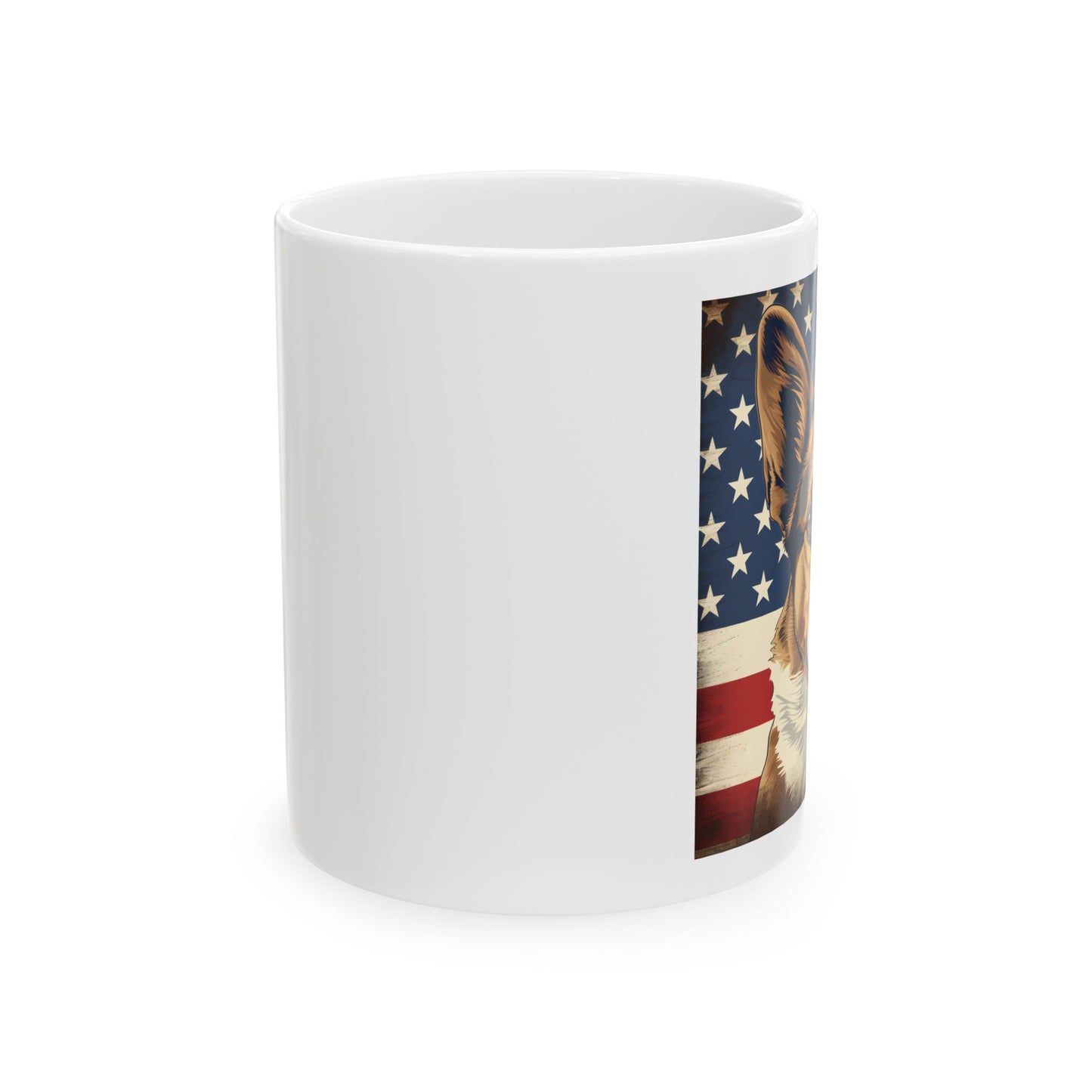 Patriotic Corgi Ceramic Mug, (11oz)