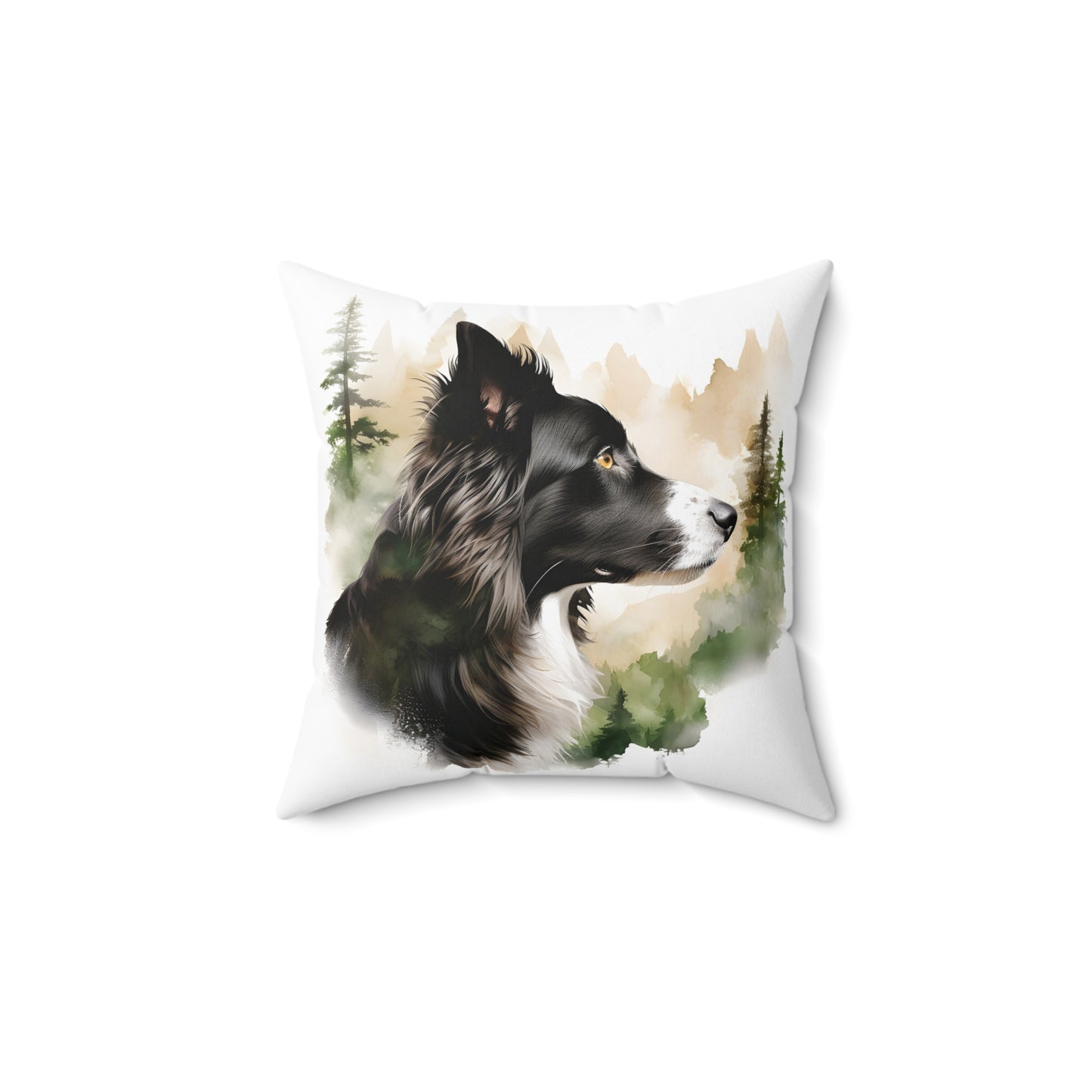 Watercolor Border Collie Accent Pillow