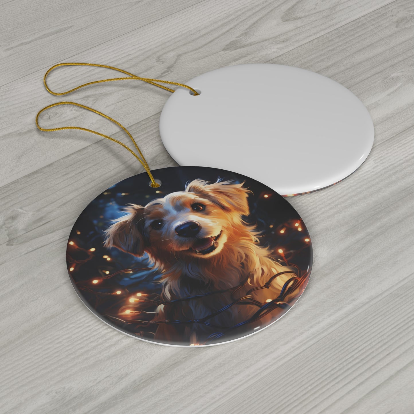 Christmas Ornament - Dog with Twinkle Lights