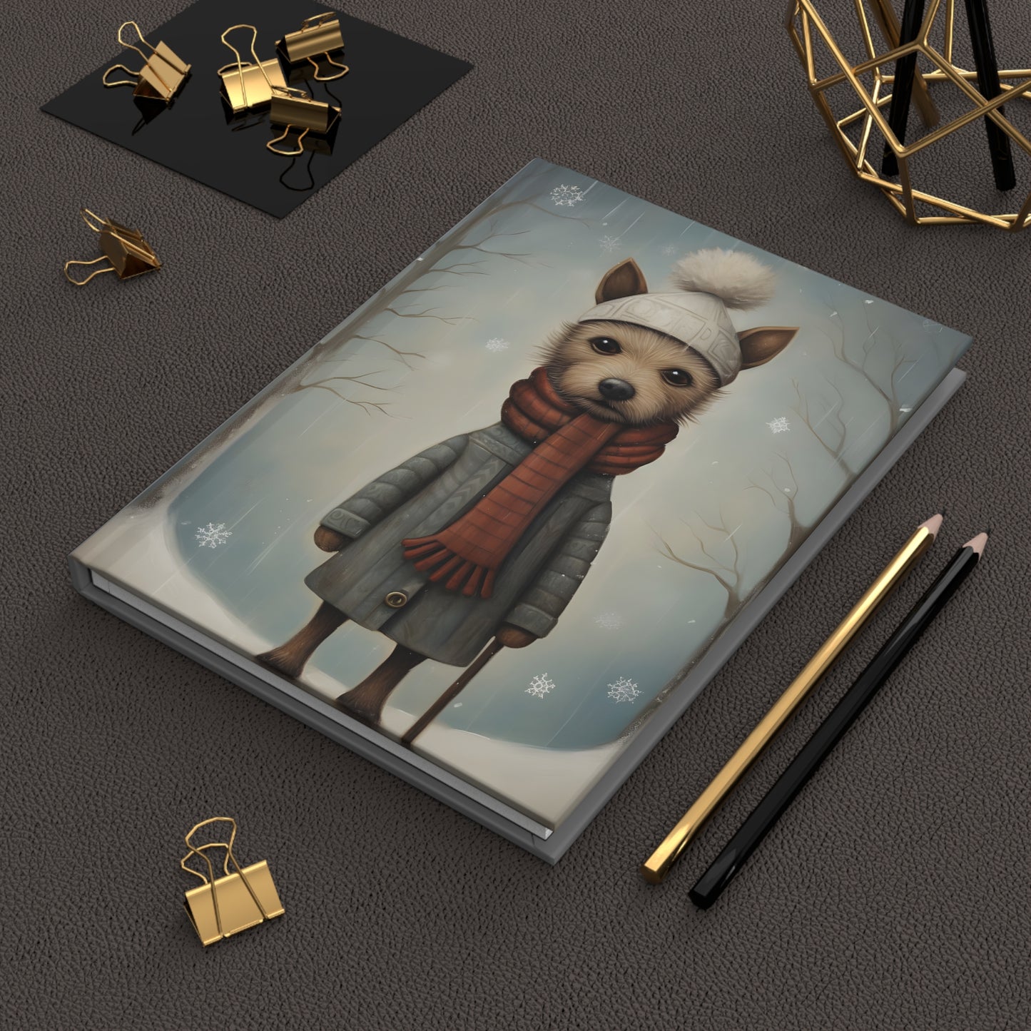 Quirky Christmas Terrier - Hardcover Journal Notebook