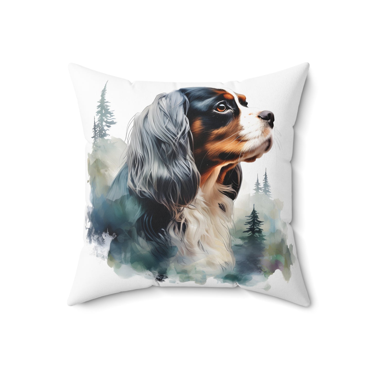 Watercolor Cavalier King Charles Spaniel Accent Pillow