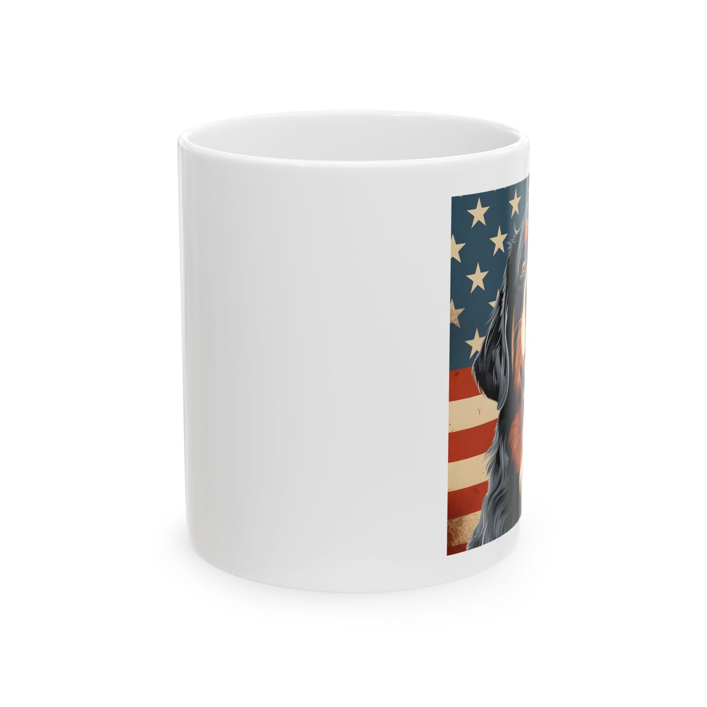 Patriotic Bernese Mountain Dog Ceramic Mug, (11oz)