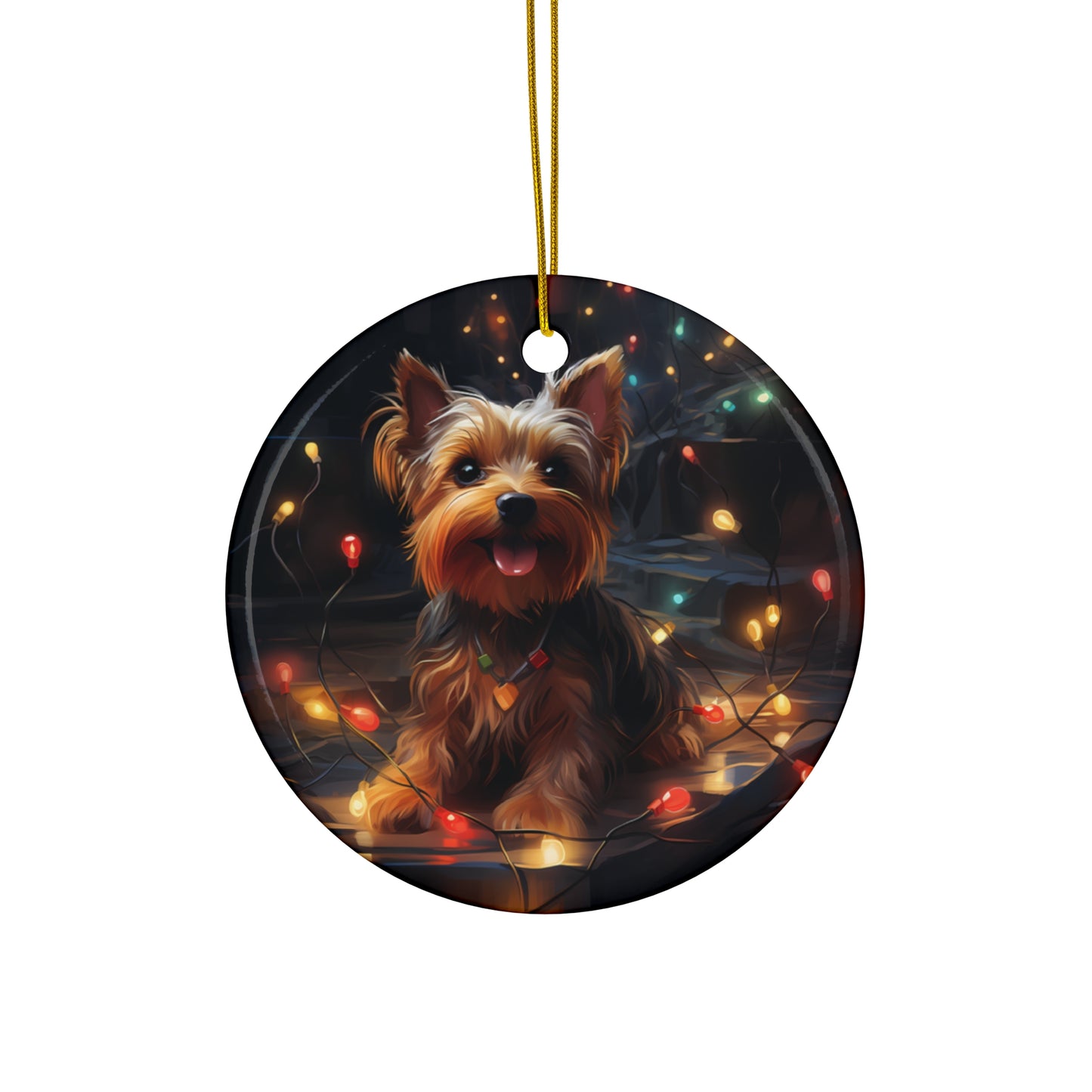 Christmas Ornament - Yorkshire Terrier with Twinkle Lights