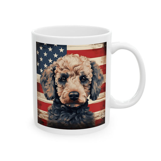 Patriotic Poodle Ceramic Mug, (11oz)