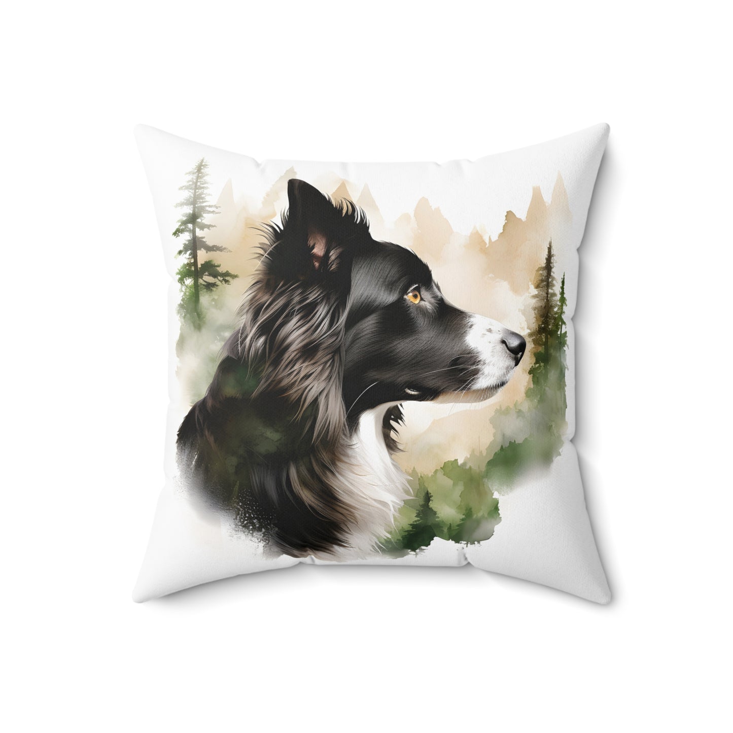 Watercolor Border Collie Accent Pillow