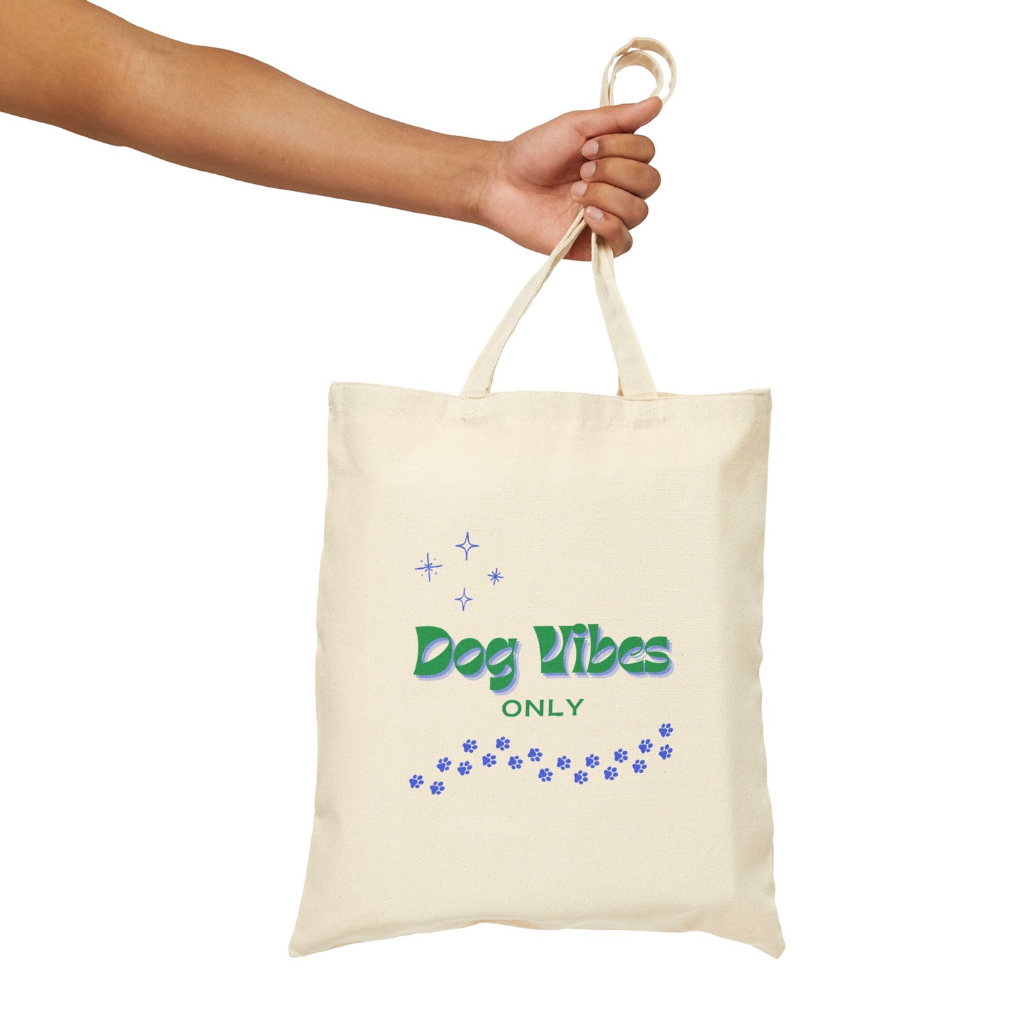 'Dog Vibes Only' Cotton Canvas Tote Bag