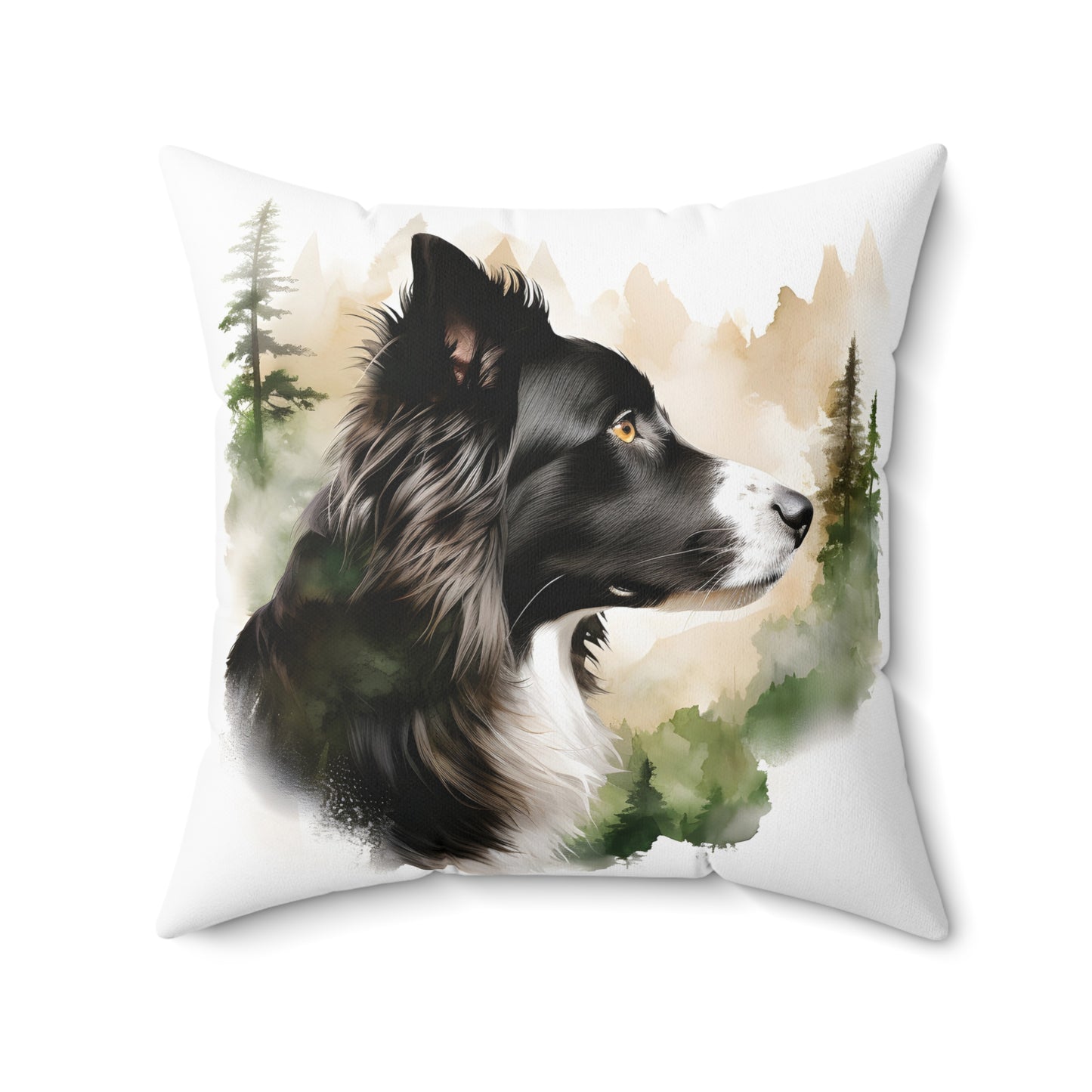 Watercolor Border Collie Accent Pillow