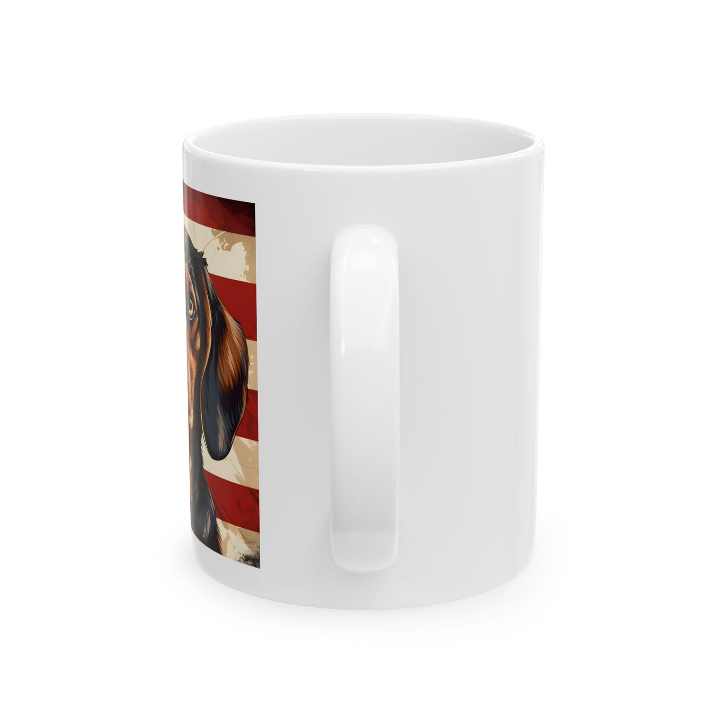 Patriotic Dachshund Ceramic Mug, (11oz)