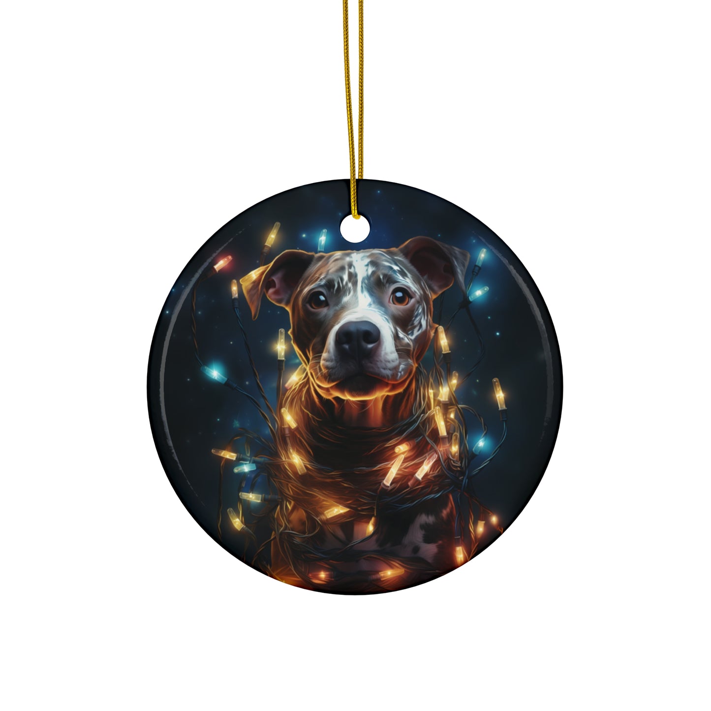 Christmas Ornament - Pitbull with Twinkle Lights