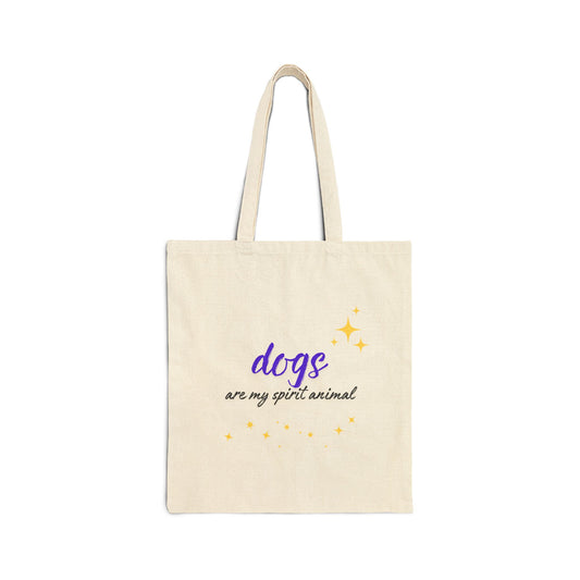 'Dogs Are My Spirit Animal' Cotton Canvas Tote Bag