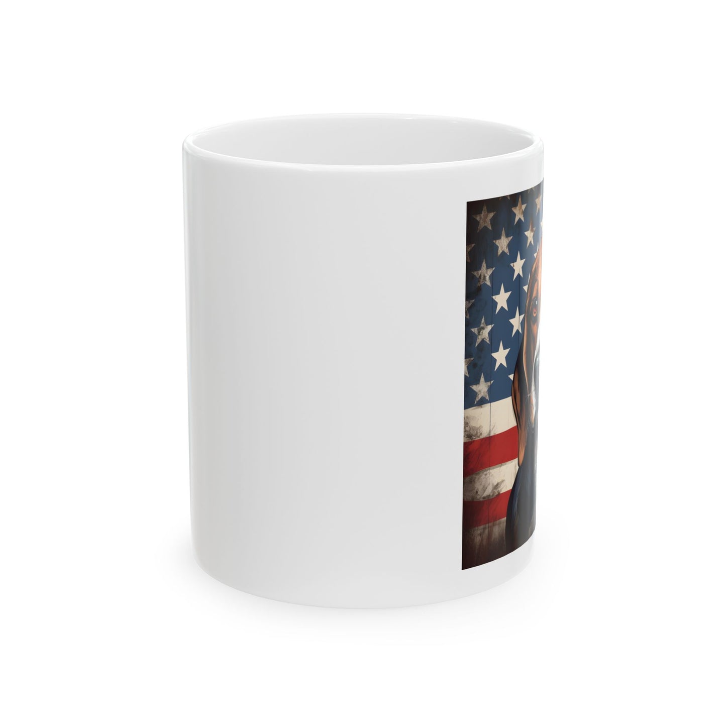 Patriotic Beagle Ceramic Mug, (11oz)