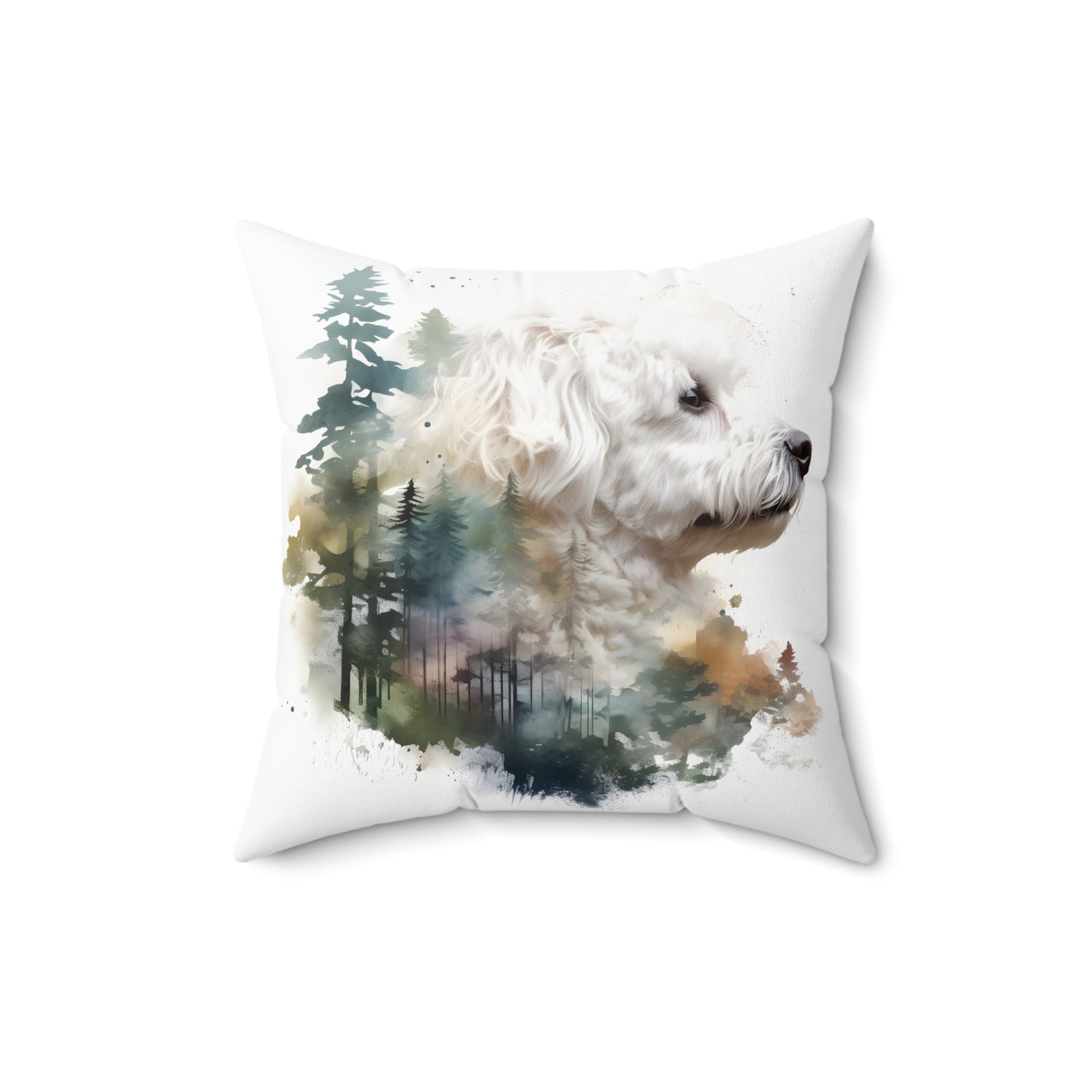 Watercolor Bichon Frise Accent Pillow