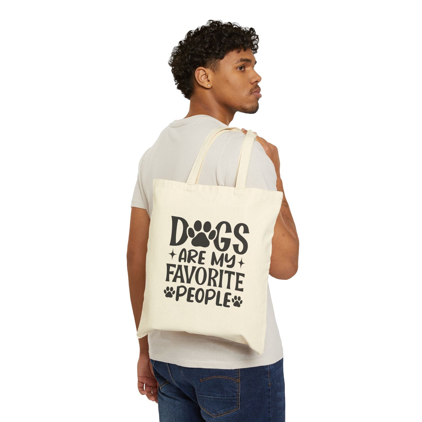 'Dogs Are My Favorite People' Cotton Canvas Tote Bag