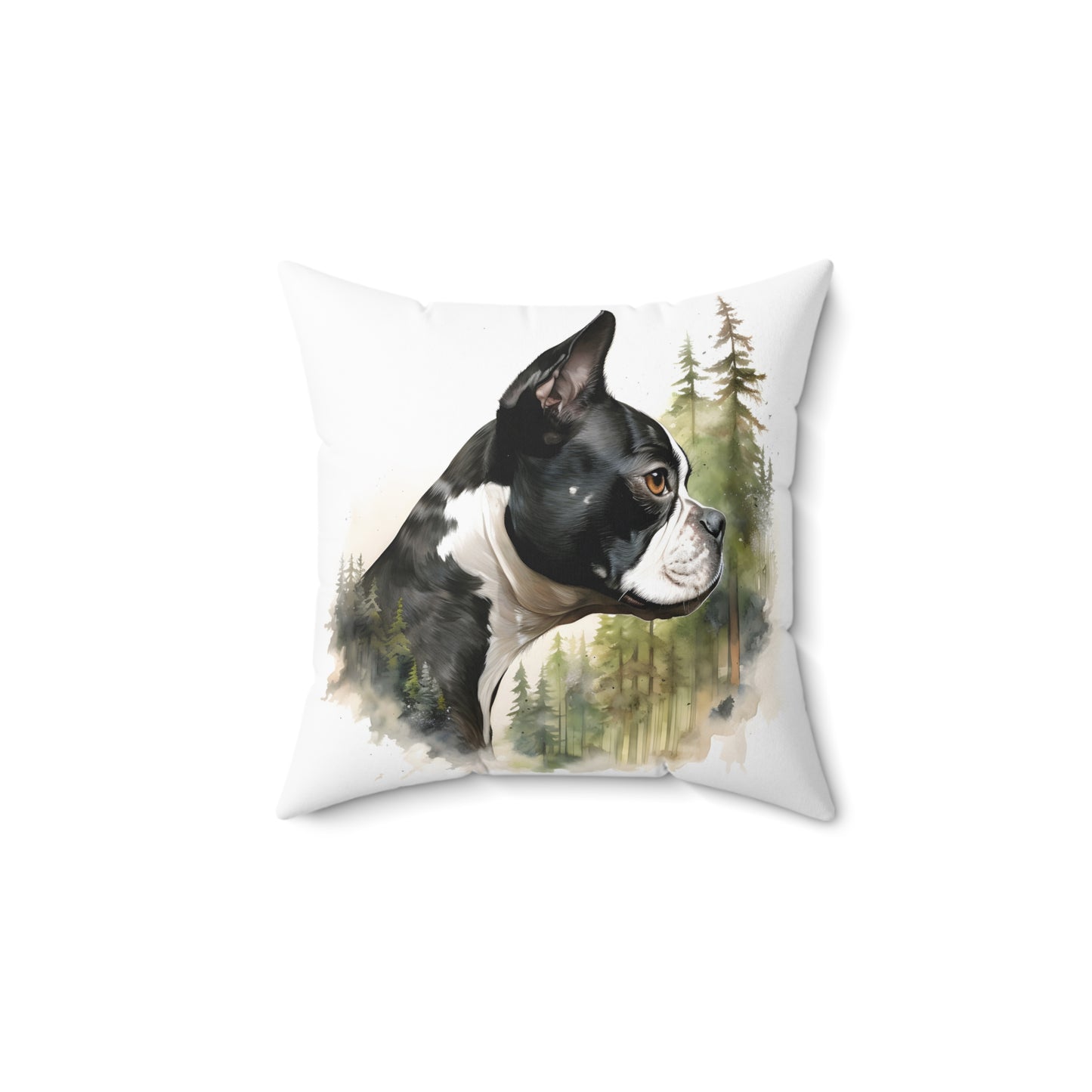 Watercolor Boston Terrier Accent Pillow