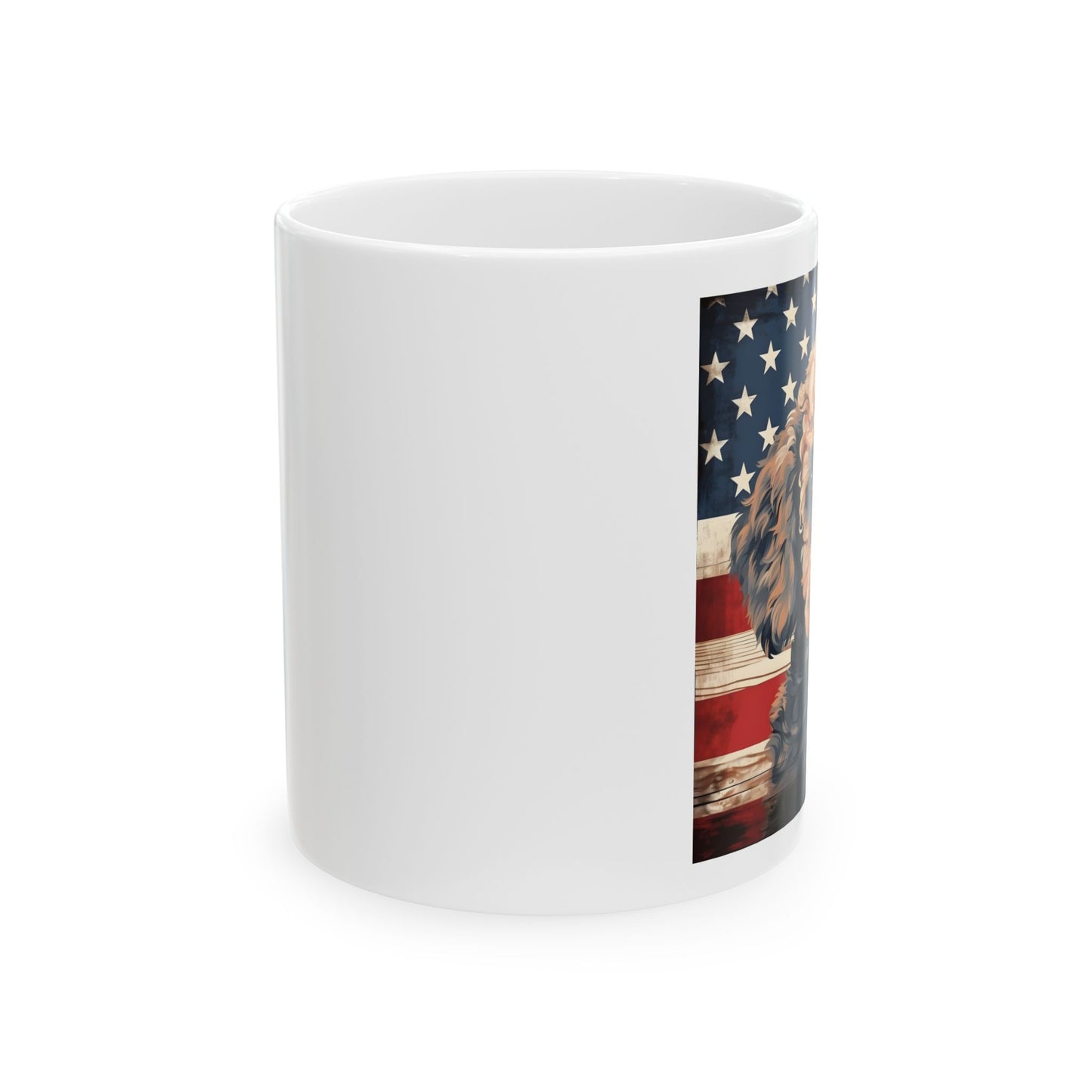 Patriotic Poodle Ceramic Mug, (11oz)